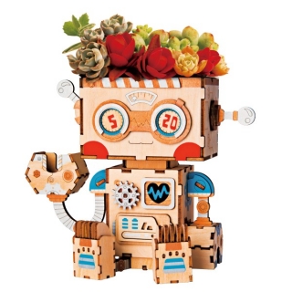 3D Деревянный конструктор цветочный горшок «Робот»