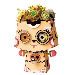 3D Деревянный конструктор цветочный горшок «Китти»